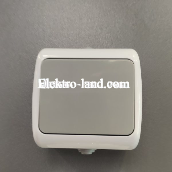 Выключатель одноклавишный  IP54 SVT Electric серый